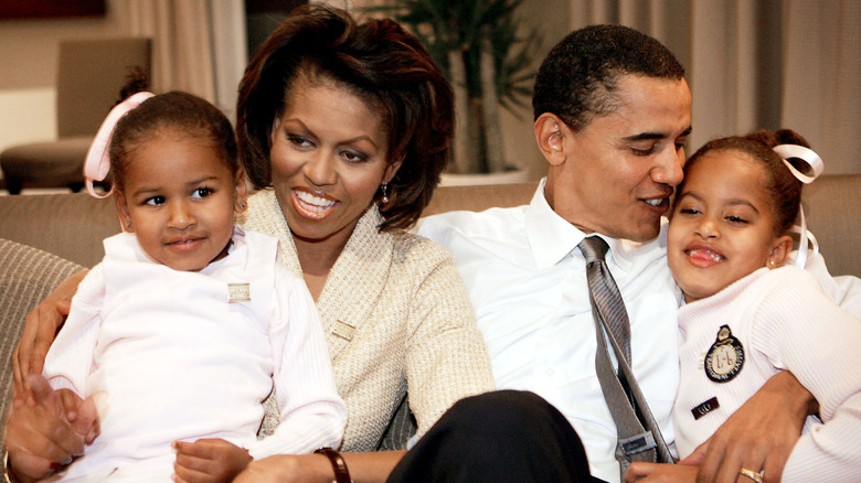 The Obama family sitting