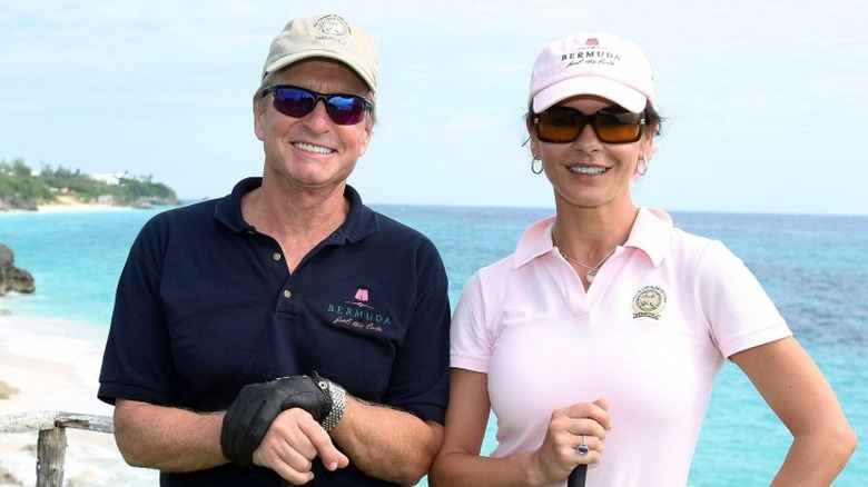 Michael Douglas and Catherine Zeta-Jones smiling