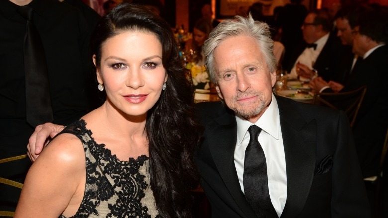 Catherine Zeta-Jones and Michael Douglas at a dinner