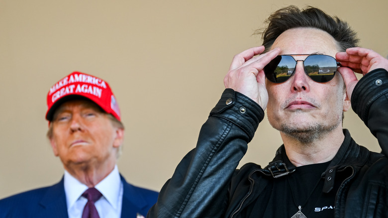 Donald Trump and Elon Musk watching SpaceX's sixth test flight