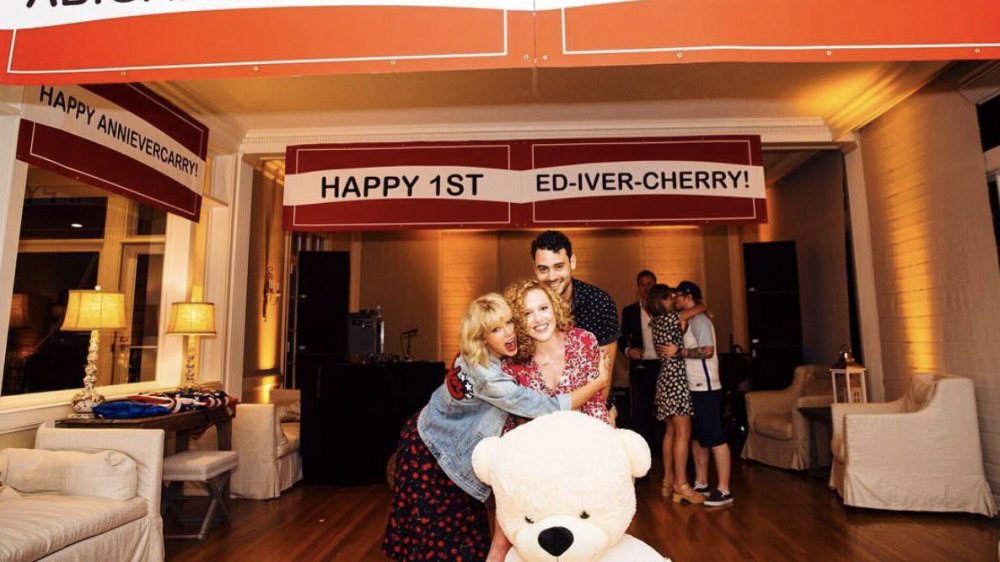 Taylor Swift, Abigail Anderson, Ed Sheeran, and Cherry Seaborn at Taylor Swift's annual Fourth of July party