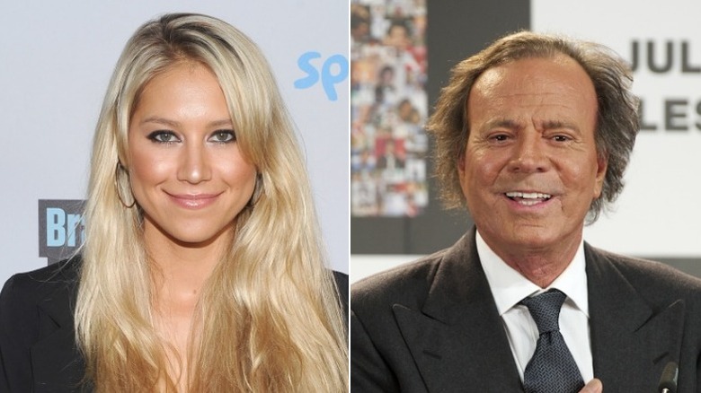 A composite image of Anna Kournikova and Julio Iglesias smiling