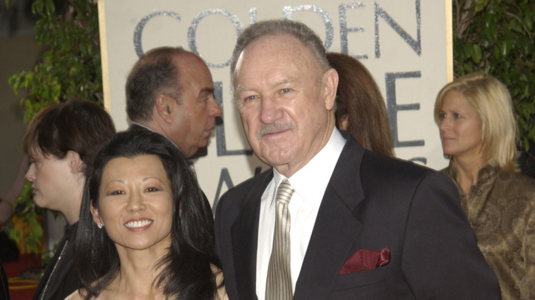 Gene Hackman with his wife, Betsy Arakawa, attend Golden Globe Awards