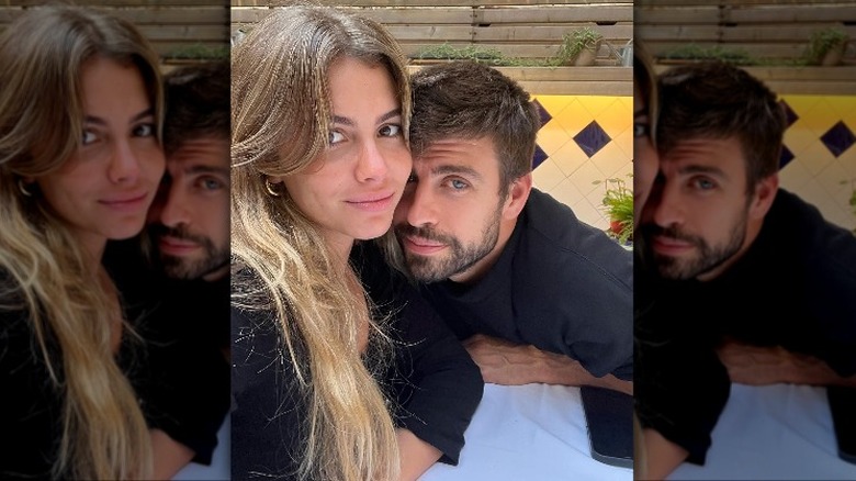 Gerard Pique takes selfie with Clara Chia Marti