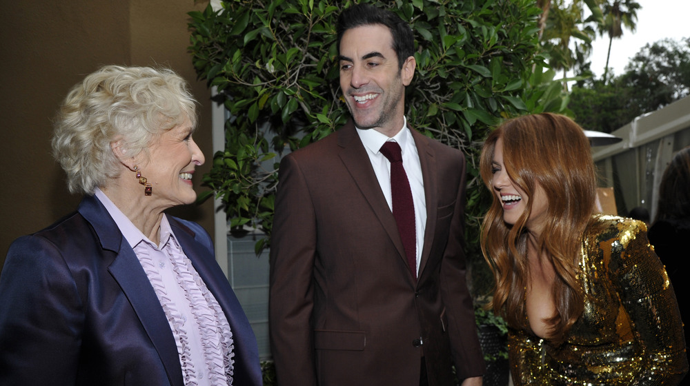 Glenn Close, Sacha Baron Cohen, and Isla Fisher having a laugh 