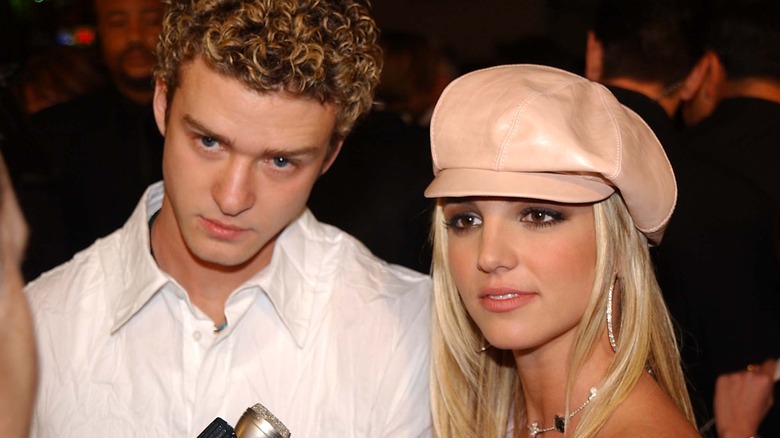 Justin Timberlake, Britney Spears looking at interviewer