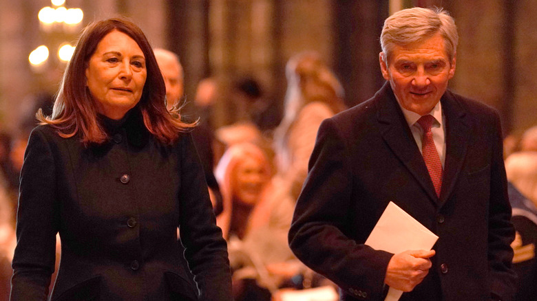 Carole Middleton long hair, Michael Middleton gray hair