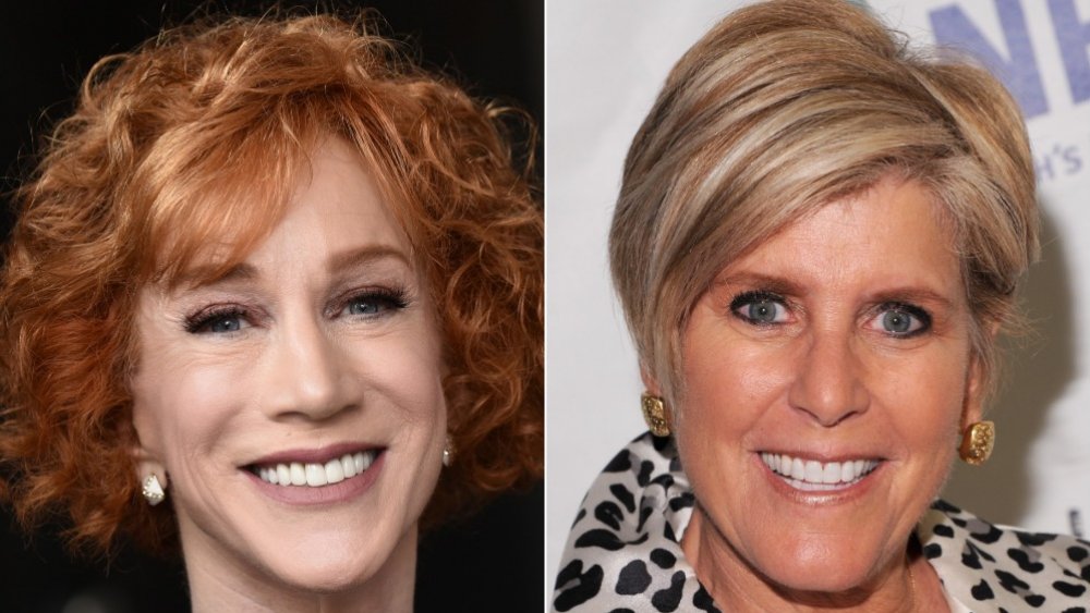 Split image of Kathy Griffin and Suze Orman, both smiling