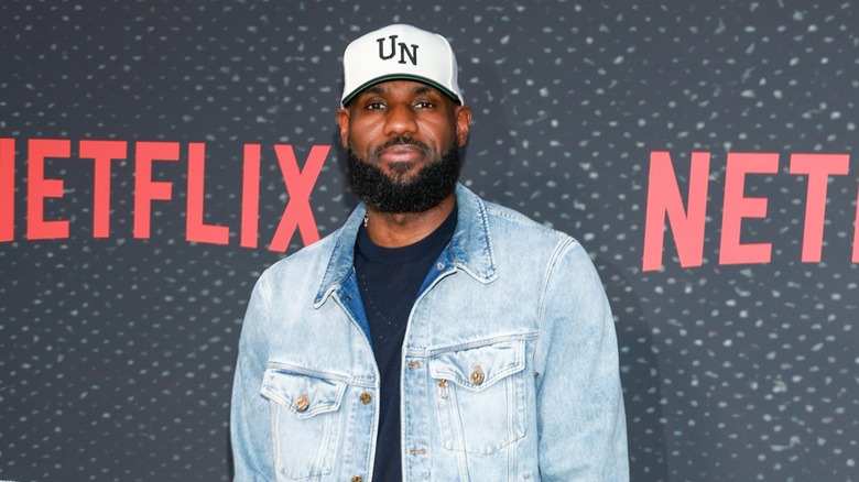 LeBron James in denim shirt