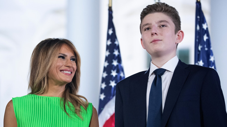 Melania gazing at Barron Trump