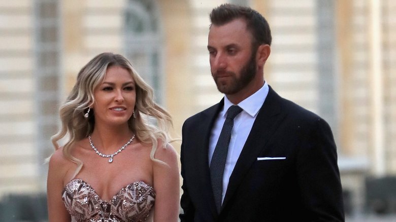 Paulina Gretzky and Dustin Johnson, glammed up and walking into a gala