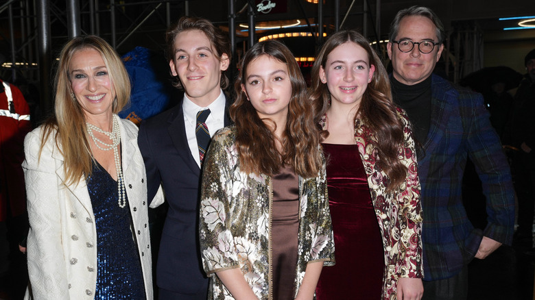 Sarah Jessica Parker, James Wilkie Broderick, Tabitha Hodge Broderick, Marion Loretta Elwell Broderick and Matthew Broderick 