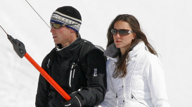 Prince William and Kate Middleton skiing