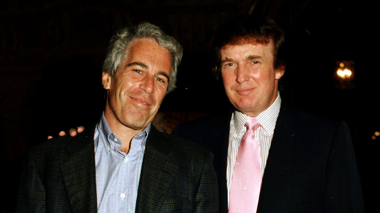 Donald Trump and Jeffrey Epstein pose together