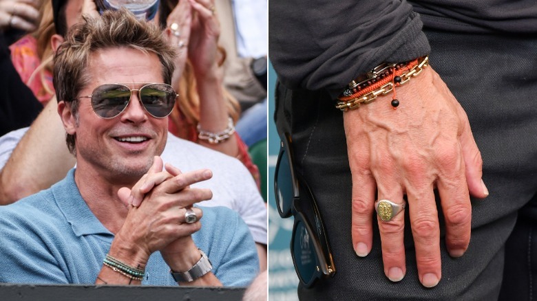 Brad Pitt clasped hands Brad Pitt hand ring