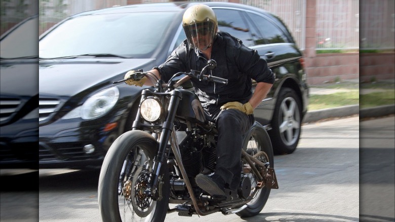 Brad Pitt riding motorcycle