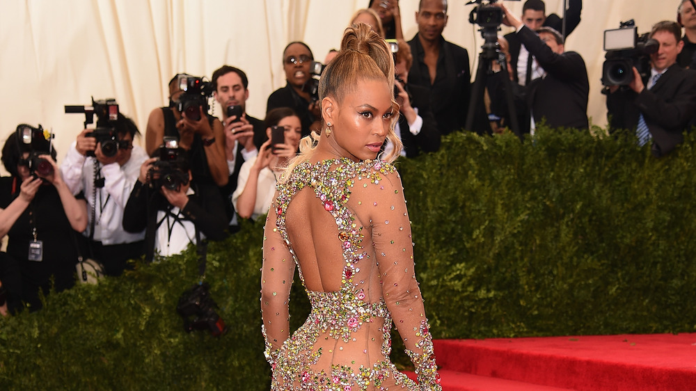 Beyonce wears a high ponytail at the Met Gala