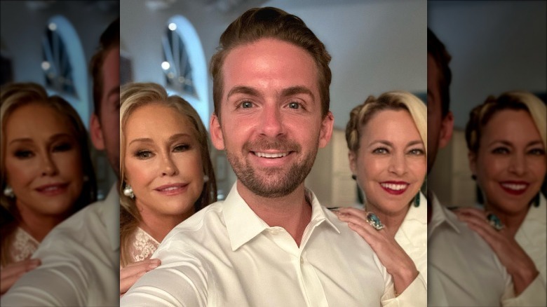 Kathy Hilton, Josh, Sutton Stracke smiling in selfie