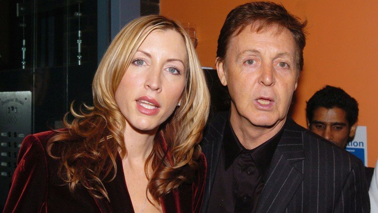 Heather Mills and Paul McCartney, speaking