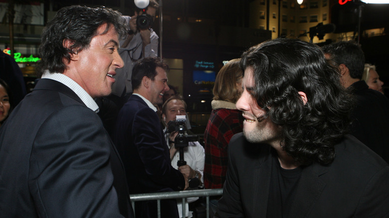 Sylvester and Sage Stallone talking