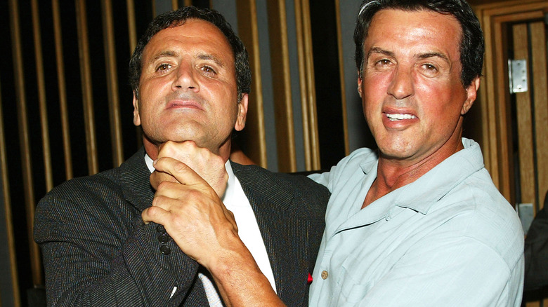 Sylvester Stallone and Frank Stallone posing