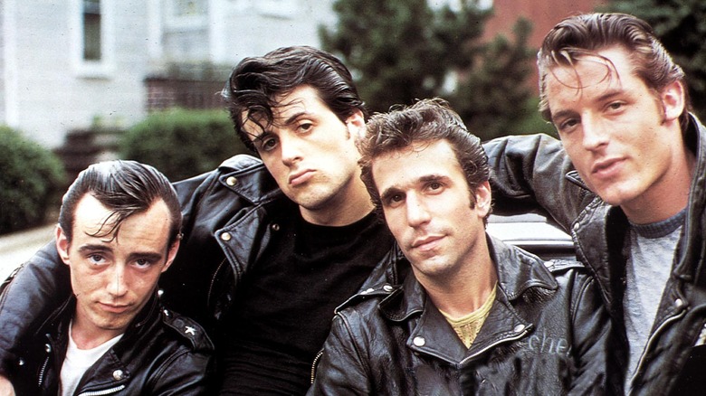 Sylvester Stallone and his The Lords of Flatbush co-stars posing