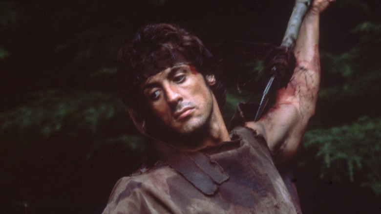 Sylvester Stallone acting in First Blood