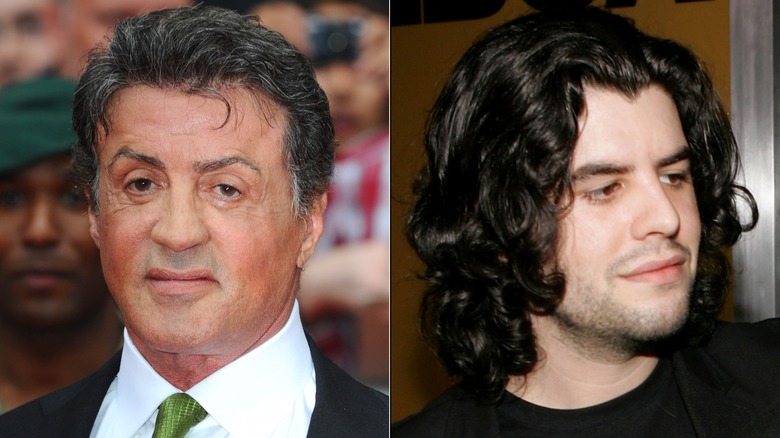 Sylvester Stallone smiling and Sage Stallone smiling