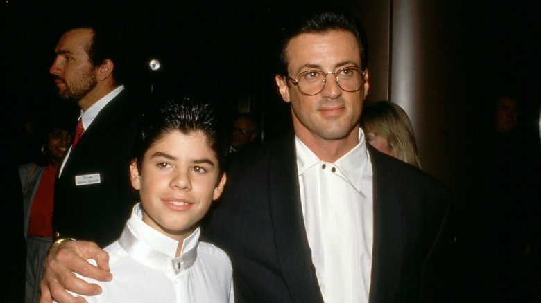 Sylvester Stallone with his arm around his son, Sage Stallone