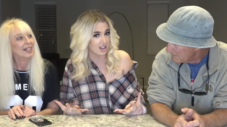 Tana Mongeau with her parents on her YouTube channel