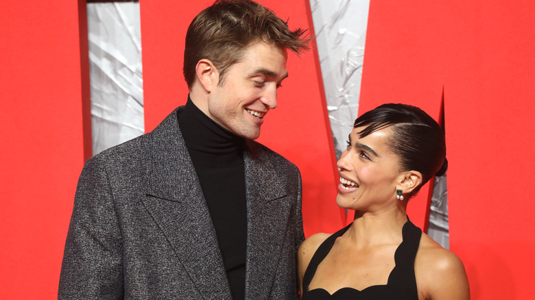 Robert Pattinson and Zoë Kravitz smiling