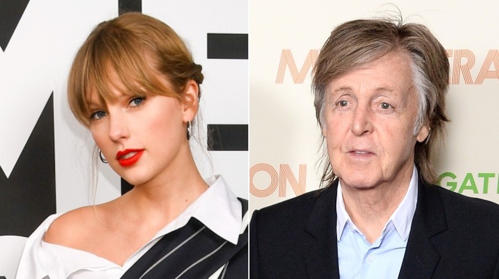 Taylor Swift at the NME Awards 2020; Paul McCartney at a screening of My Generation in 2018