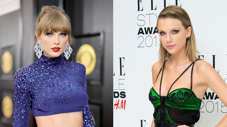 Taylor Swift with bangs versus without