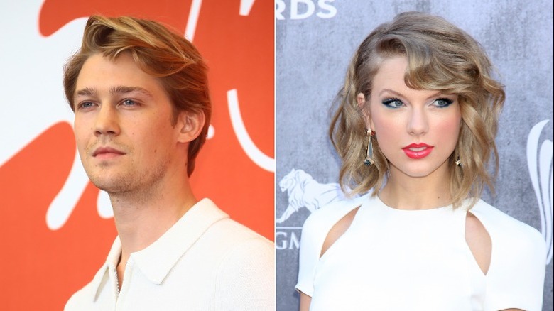 Joe Alwyn staring, Taylor Swift curls