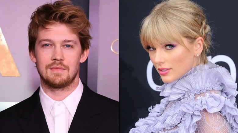 Joe Alwyn posing, Taylor Swift posing