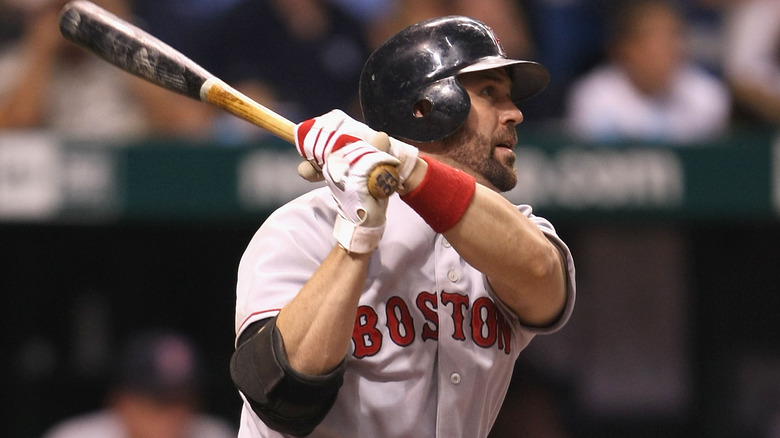 Jason Varitek batting in Game 6 of the 2008 ALCS