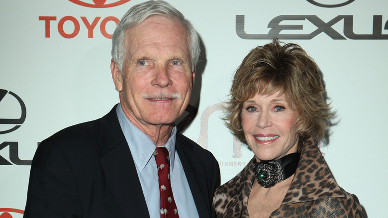 Ted Turner and Jane Fonda posing