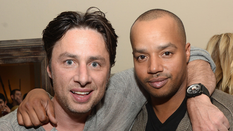 Zach Braff and Donald Faison looking at camera