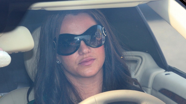 Britney Spears in car wearing sunglasses