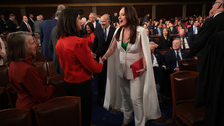 Secretary of Agriculture Brooke Rollins arriving on the floor of the U.S. House of Representatives ahead of U.S. President Donald Trump's address to a joint session of Congress