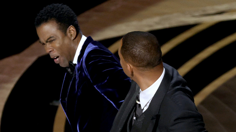 Will Smith slapping Chris Rock at the 2022 Oscars