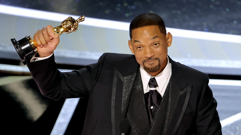 Will Smith holds Oscar