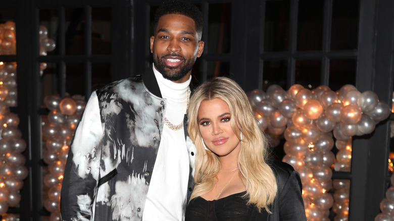 Khloé Kardashian posing with Tristan Thompson