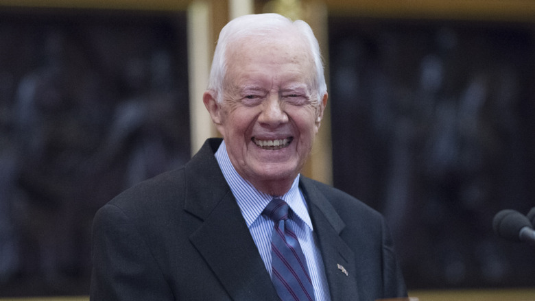 President Jimmy Carter delivering lecture