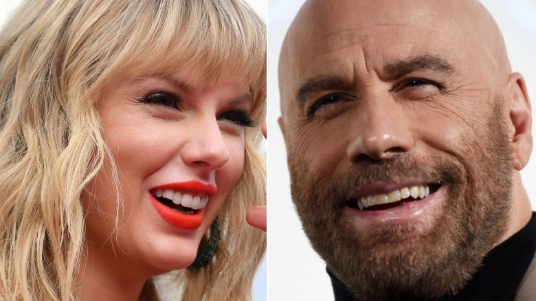 Taylor Swift laughing, John Travolta laughing