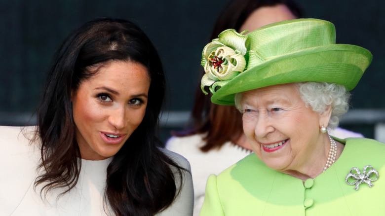 Meghan Markle and Queen Elizabeth talking