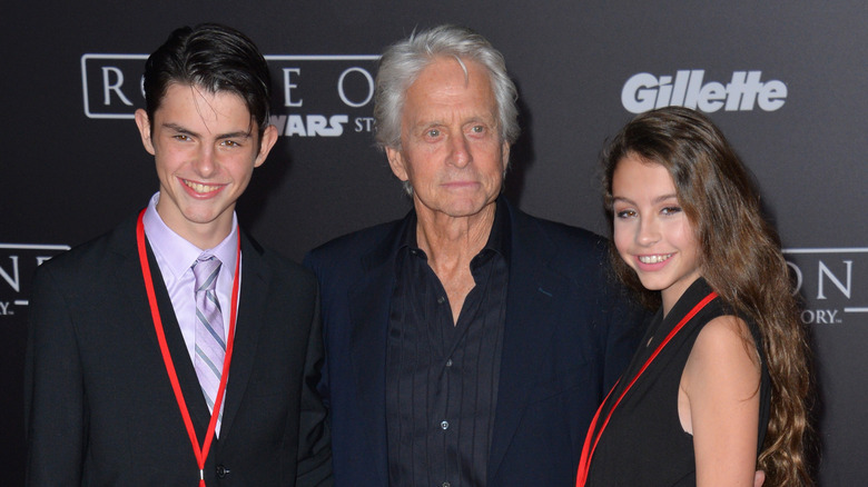 Dylan Douglas, Michael Douglas, Carys Douglas smiling