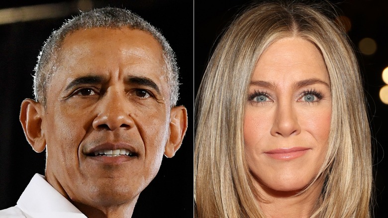 Side-by-side of Barack Obama and Jennifer Aniston