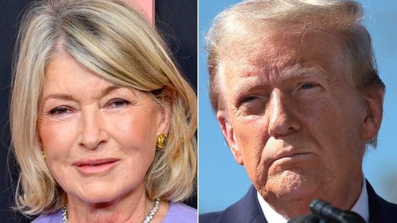 Split image of Martha Stewart and Donald Trump