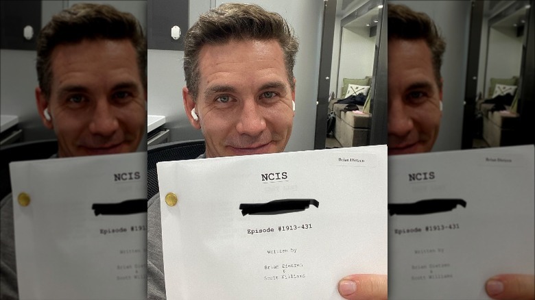 Brian Dietzen holding the script he wrote